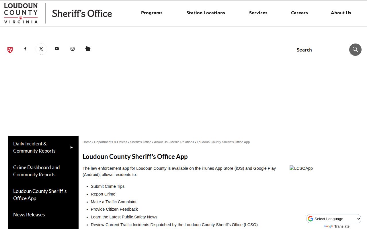 Loudoun County Sheriff app information without a verified release list