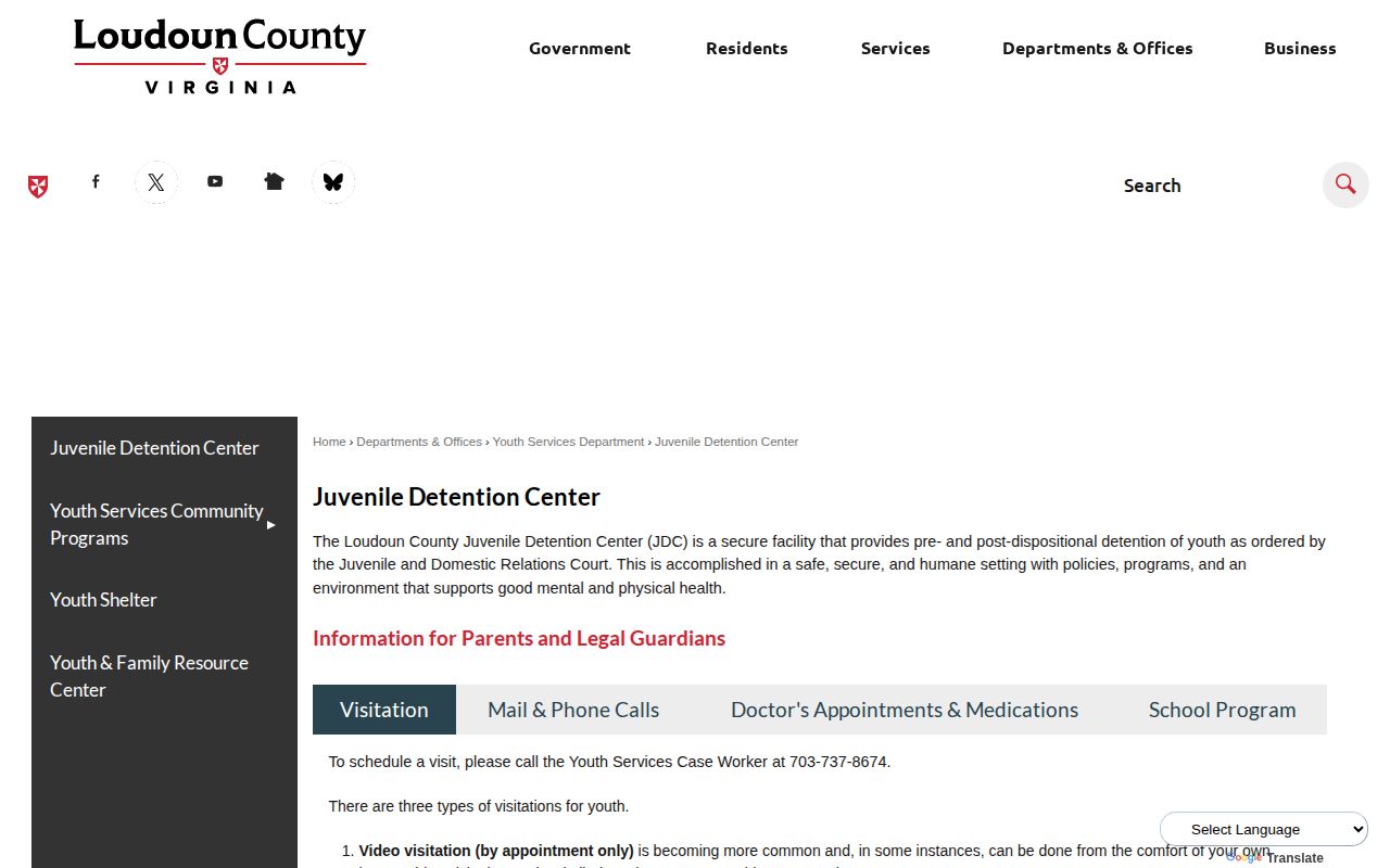 Loudoun County Juvenile Detention Center confidential release records information