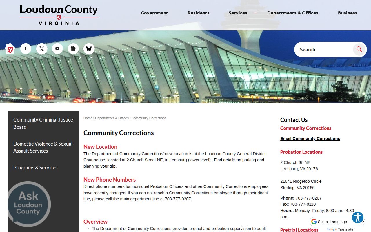Loudoun County work release and community corrections records page