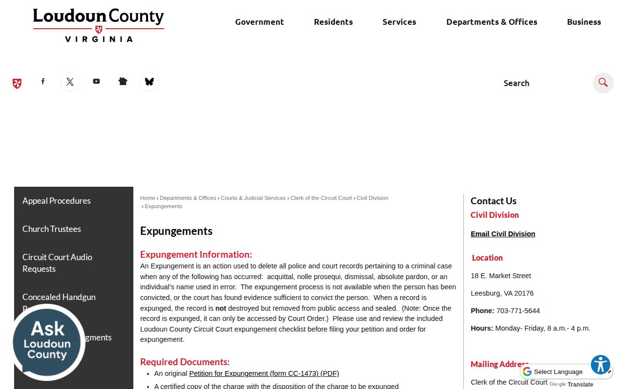 Loudoun County expungement guidance affecting release mugshot access